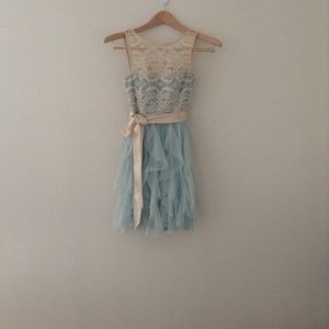 Teal/Cream Party Dress - Deb - 3J